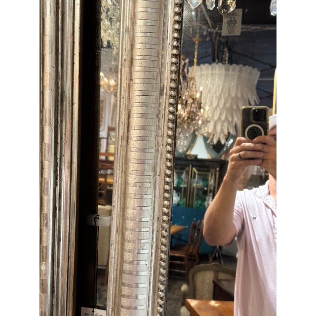 19th Century 19th C. French Silver Leaf Louis Philippe Mirror For Sale - Image 5 of 7