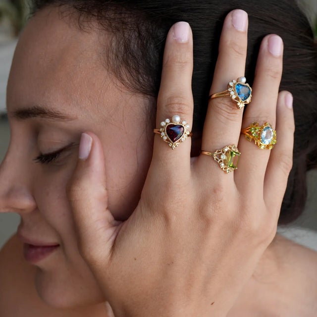 Not Yet Made - Made To Order Kai Renaissance Peridot Diamond Cocktail Ring in 14k Solid Gold, size 4 For Sale - Image 5 of 12