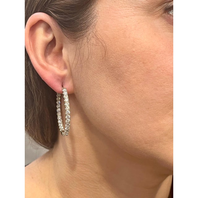 2010s 7.68 Carat Diamond Inside Out Hoop Gala Cocktail Earrings in 14 Karat White Gold For Sale - Image 5 of 18