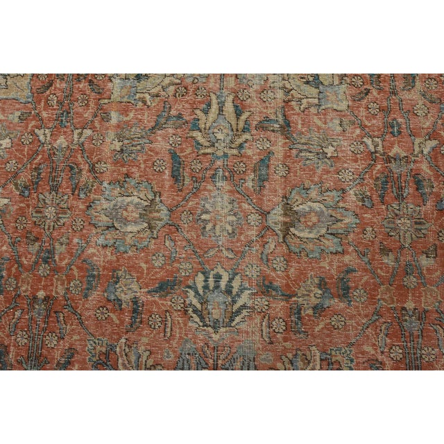 Tabriz Rug 9’9” X 12’8” Pink Wool Vintage Distressed Hand-Knotted Carpet For Sale In Philadelphia - Image 6 of 15