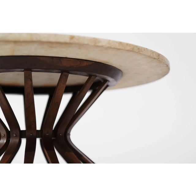 Wood Sheaf of Wheat Travertine Top Coffee Table by Edward Wormley, C. 1950s For Sale - Image 7 of 11