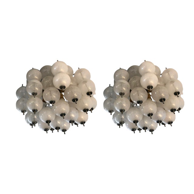 Murano Pulegoso Glass Chandeliers from Mazzega, 1970s, Set of 2 For Sale