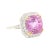 Art Deco AGL Certified 10.88 Carat Cushion Cut Pink Sapphire & Diamond Halo Ring, Size 6 For Sale - Image 3 of 5