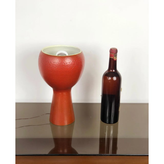 Brick Red Ceramic Table Lamp, Italy, 1960s For Sale - Image 10 of 11