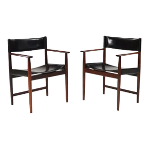 Mid 20th Century Kurt Østervig : Rosewood and Leather Armchairs - Set of 2