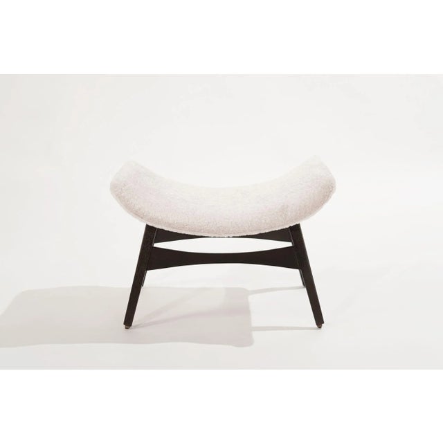 A sculptural footstool or bench original from Denmark, circa 1950-1959. Completely restored, reupholstered in soft heavy...