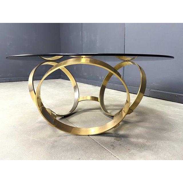 Vintage Brass Coffee Table with Glass by Knut Hesterberg, 1970s For Sale - Image 10 of 15