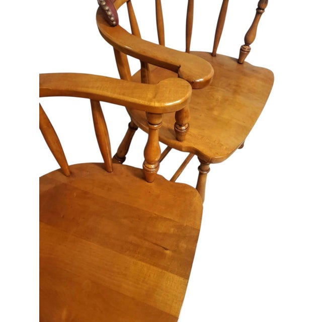 Timeless Charm: Pair of Vintage Mid-Century Maple Captain's Chairs For Sale - Image 9 of 10