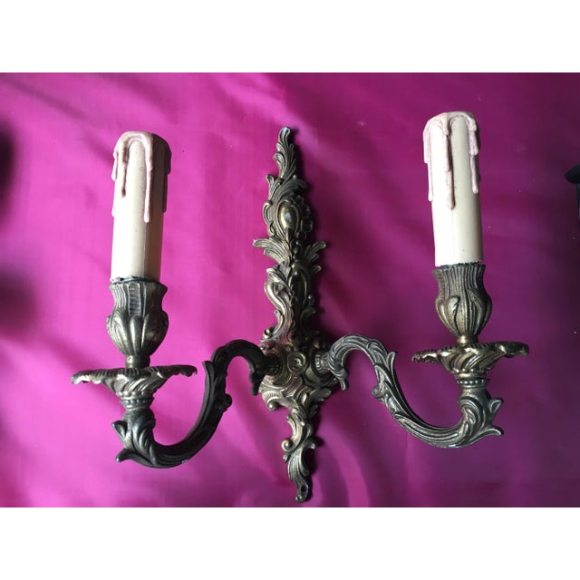 Gold Rococo Style Wall Sconce, 1950s For Sale - Image 8 of 10