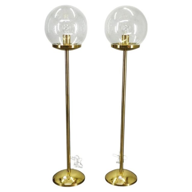 Space Age Bubble Glass and Brass Floor Lamps, 1970s, Set of 2 For Sale - Image 15 of 15