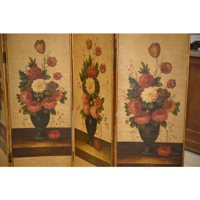 19th Century Gilt Screen with Oil Painting of Floral Decoration For Sale - Image 10 of 11