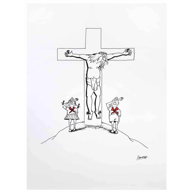 Crucifixion is a drawing artwork realized by Alexander Dubovsky in the 1980s. Watercolor and ink drawing on paper. Hand-...