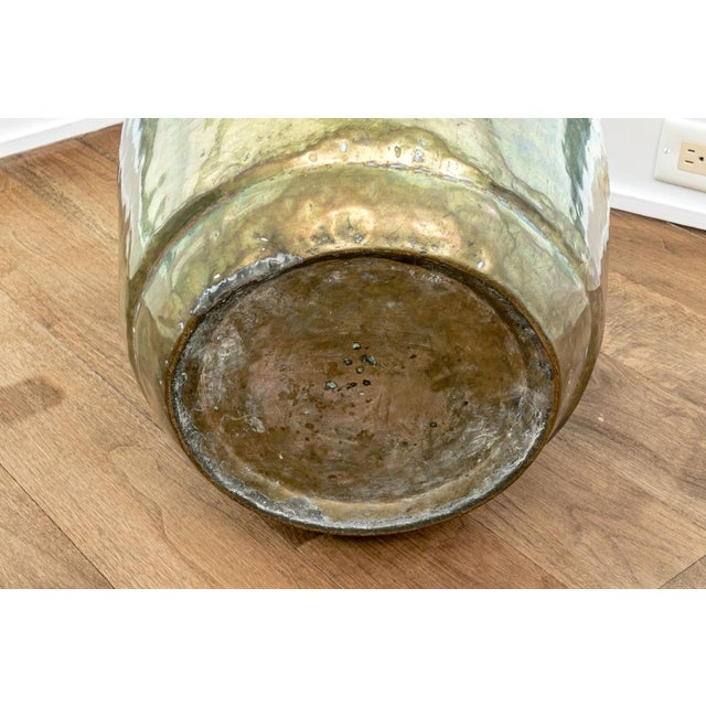 Antique Large Brass Lidded Jug With Handle For Sale - Image 4 of 8