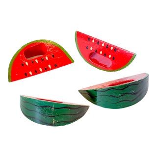 Vintage Folk Art Watermelon Napkin Rings For Sale