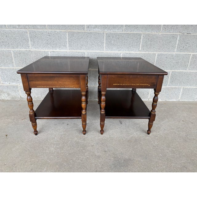 Brown Hitchcock Harvest Maple Single Drawer Side/End Tables - A Pair For Sale - Image 8 of 10