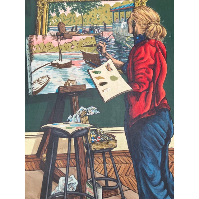 1970’s Original Large Artist in Her Studio Painting Signed For Sale - Image 4 of 6