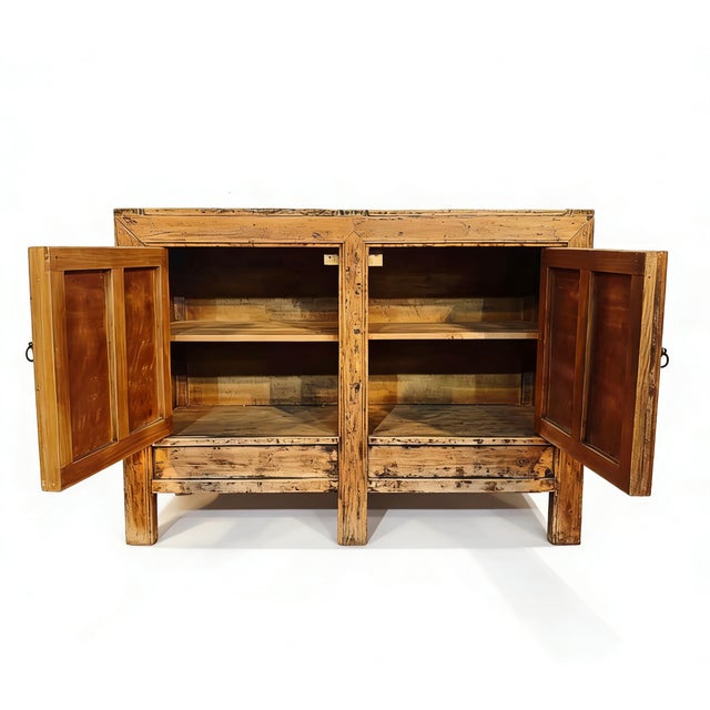 Aged Poplar Double Cabinet For Sale - Image 14 of 14