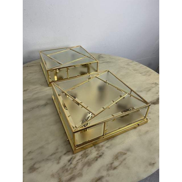 Large Vintage Square Four-Light Ceiling Lights, 1980s, Set of 2 For Sale - Image 6 of 15