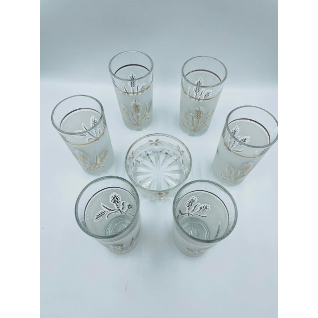 Mid-Century Modern Mid-Century Decover Italy Frosted Highball & Garnish Bowl Cocktail Set- 7 Pieces For Sale - Image 3 of 13