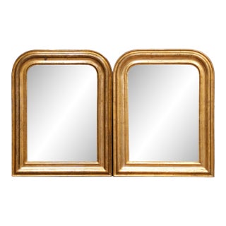 Pair of 19th Century French Louis Philippe Giltwood Mirrors With Floral Motifs For Sale