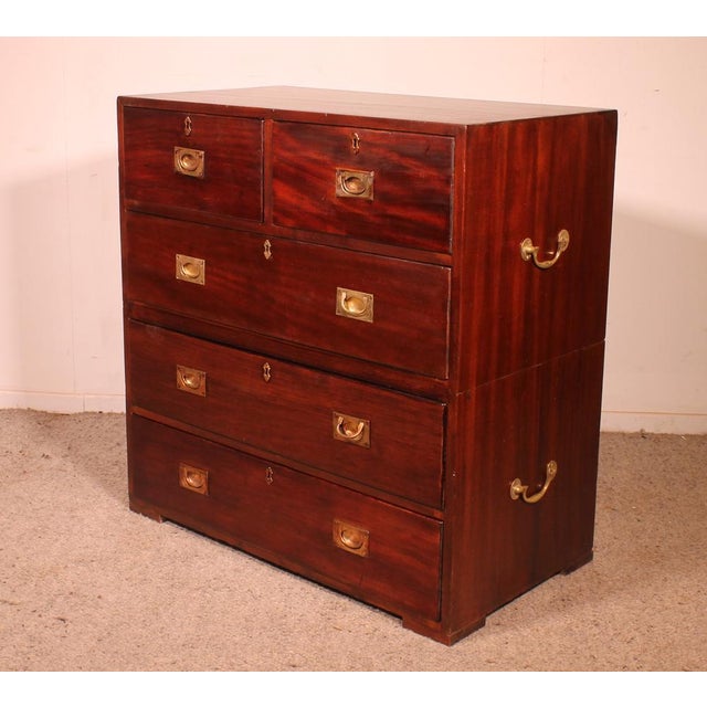 Superb 19th-century mahogany naval or military chest of drawers A high-quality chest of drawers that was originally in two...