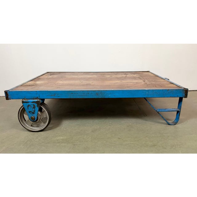 Large Industrial Blue Coffee Table Cart, 1960s For Sale - Image 10 of 16