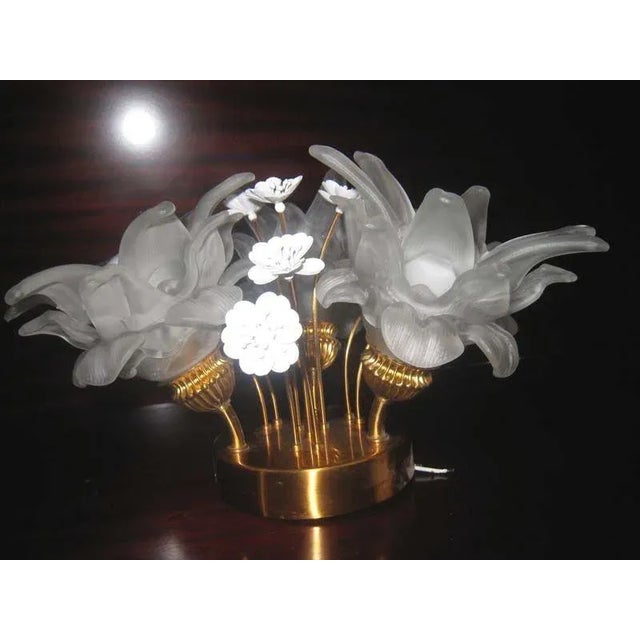 Vintage Glass & Brass Flower Sconces, Set of 2 For Sale - Image 4 of 7