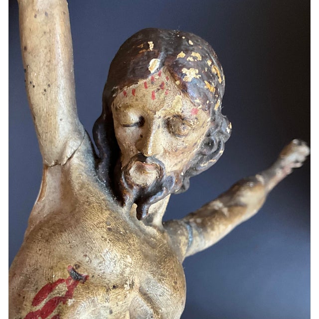 Baroque 18th Century Spanish Polychrome and Gilt Wood Christ Corpus For Sale - Image 3 of 11
