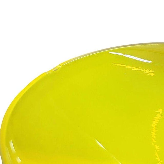 Mid 20th Century Pair of Yellow Murano Glass Stem Dish Candlestick Holders, Pair For Sale - Image 9 of 11