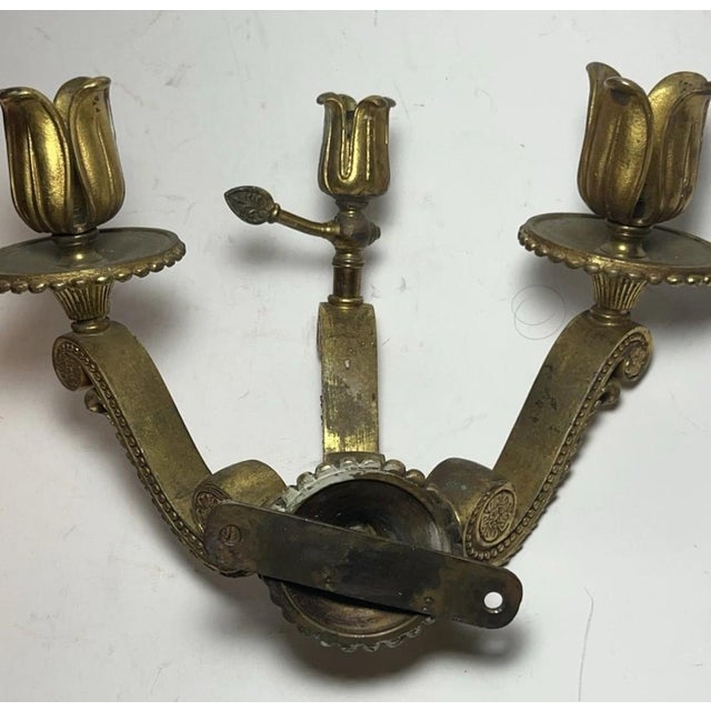 19thc French Louis XVI Gilt Bronze Gas Conversion Wall Sconce For Sale - Image 4 of 14