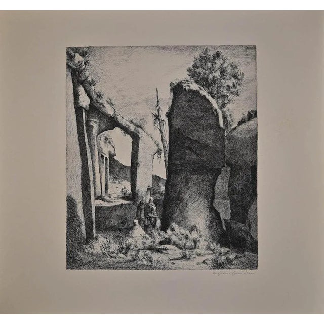 Lalibela is an original etching on paper realized by Lino Bianchi Barriviera in 1939-1943. Hand-signed in pencil. Image...