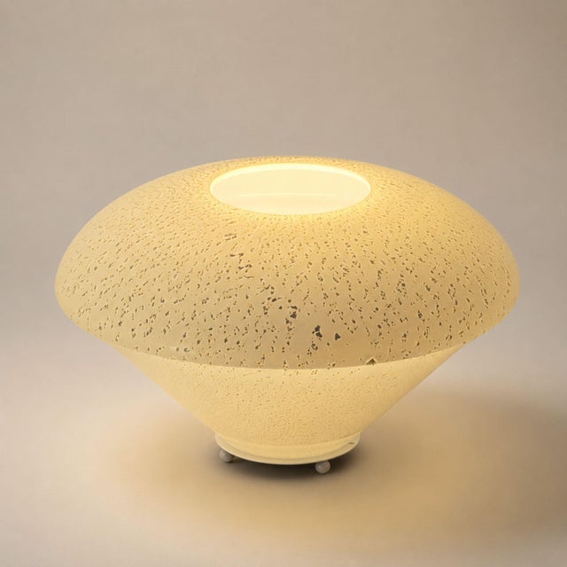 1970s Carlo Nason Style Mazzega White Murano Glass Silver Leaf Table Lamp For Sale - Image 9 of 10