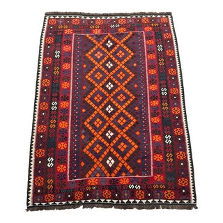 Vintage Ghelmori Maimana Flat Weave Kilim Rug For Sale