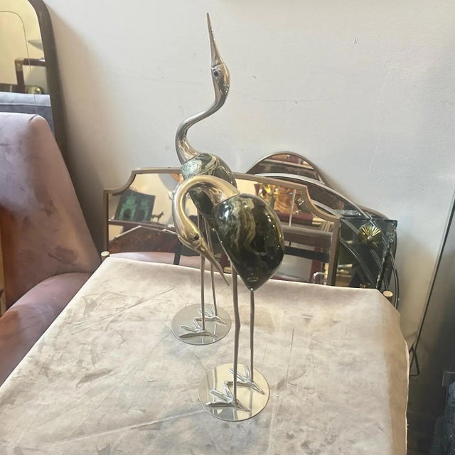 Modern Two 1960s Modern Silver Plated Sculptures of Herons by De Stijl Firenze For Sale - Image 3 of 16