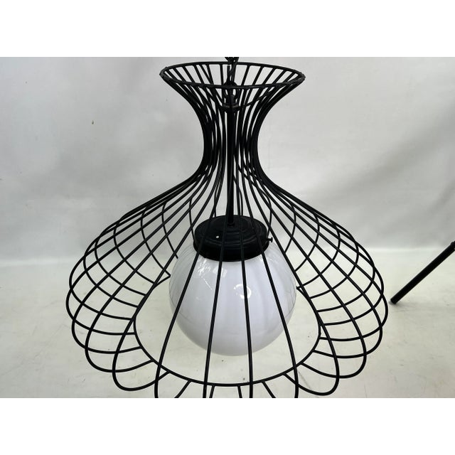 1960s Metal Wire Cage Light Fixture For Sale - Image 4 of 8