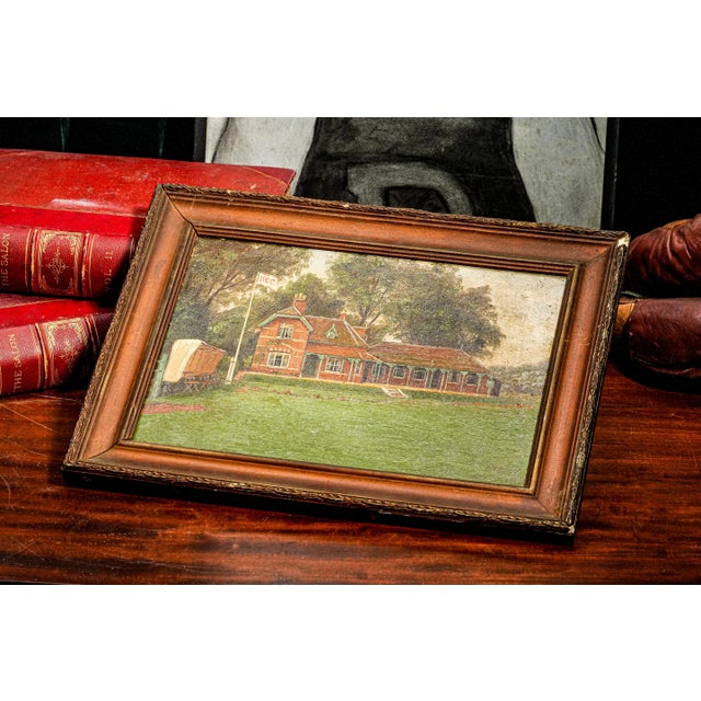 Charming Antique Framed Oil Painting English Cricket Pavilion Sports Victorian Architecture Home Wall Decor For Sale - Image 14 of 15