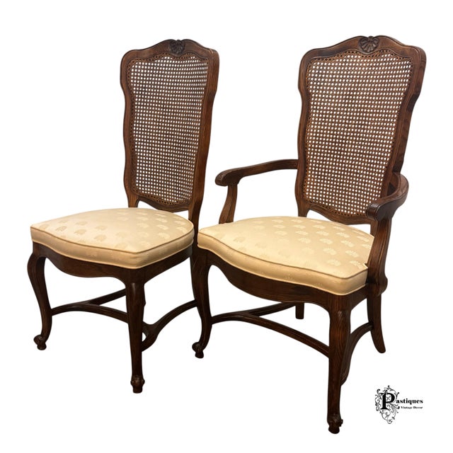Vintage Century French Country Style Oak & Cane Dining Chairs - Set of 6 For Sale - Image 9 of 12