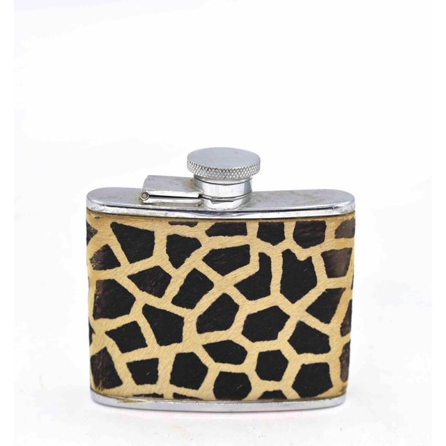 1970s Vintage Metal and Fabric Liquor Flask with Leopard Motifs, 1970s For Sale - Image 5 of 6