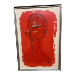 Modigliani 1916 Portrait Tete De Femme J. Hebuterne Screenprint Framed 21x32