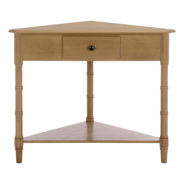 Gomez 1 Drawer 1 Shelf Corner Table in Desert Brown For Sale