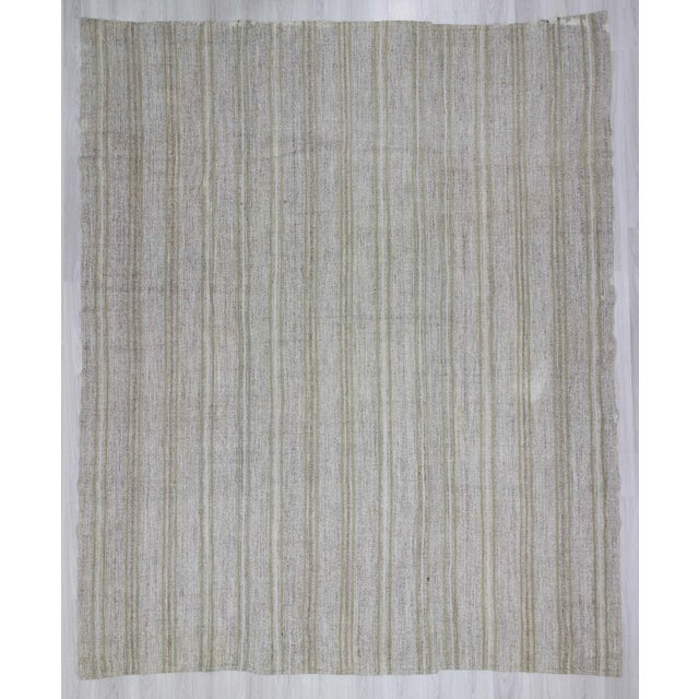 Handwoven large gray kilim rug. In very good condition.