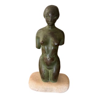 Bronze Art Deco Stylized Female Torso Sculpture For Sale