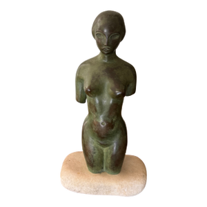 Bronze Art Deco Stylized Female Torso Sculpture
