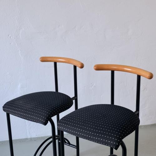 Postmodern Vintage Tubular Steel Bar Stools, 1980s, Set of 2 For Sale - Image 3 of 7