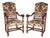 Pair of Louis XIV Style Walnut Armchairs With Lion Carved Arms For Sale