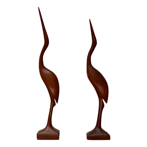 Mid-Century Wooden Teak Birds, 1960s, Set of 2 For Sale