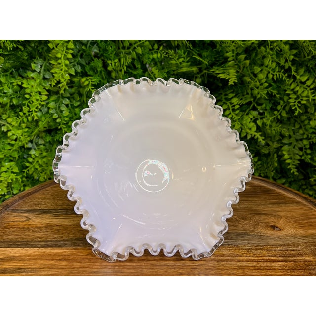 American Vintage Fenton Art Glass "Silver Crest" Candy Bowl For Sale - Image 3 of 4