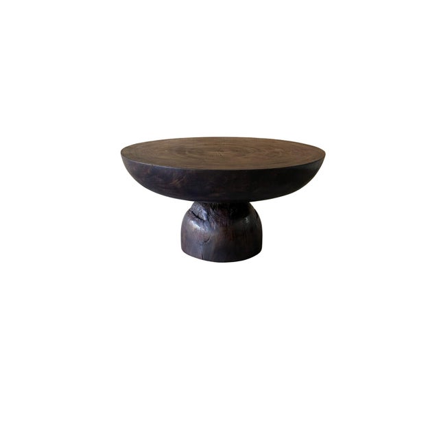 Not Yet Made - Made To Order Sculptural Round Table Mango Wood, Espresso Finish, Modern Organic For Sale - Image 5 of 6