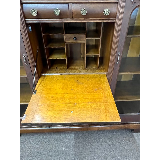 Late 19th Century Oak Victorian Side by Side Bookcase/ Desk For Sale - Image 5 of 11