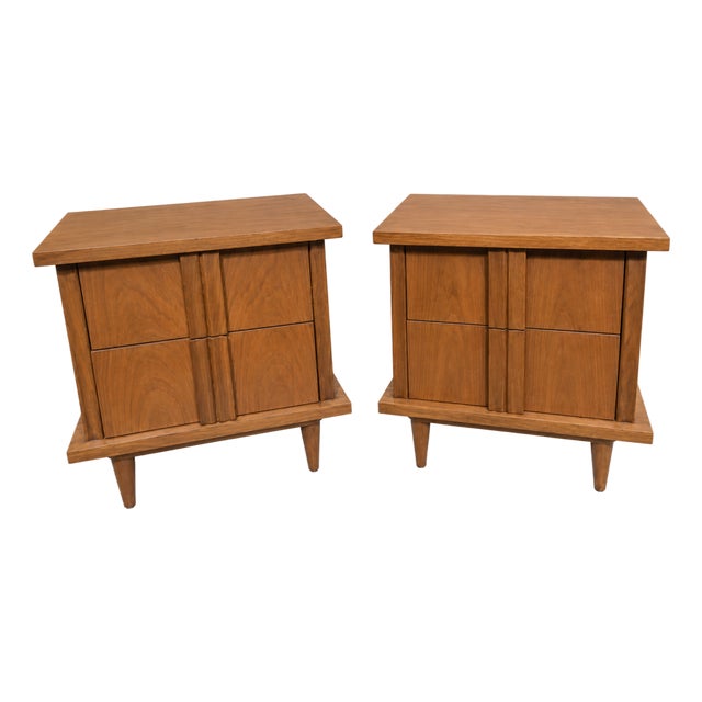 Mid Century American of Martinsville Walnut Nightstands For Sale